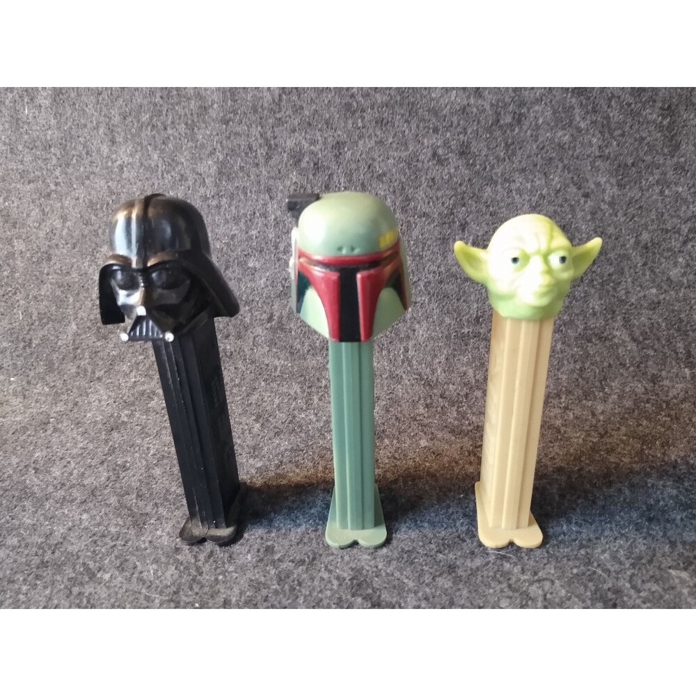 Lot Of 3 Star Wars Pez Dispensers Darth Vader Yoda Boba Fett
